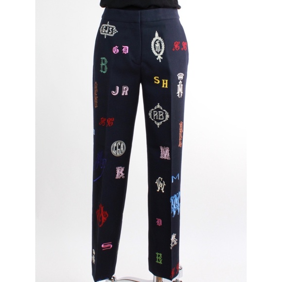 Stella McCartney Wool Monogram Embroidered Pants - Picture 3 of 8